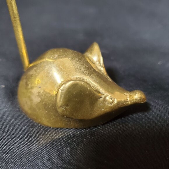 VTG Solid Brass Mouse Note Spike Mid Century Canadian Brass Desk Paper Spike Whi - Picture 3 of 9